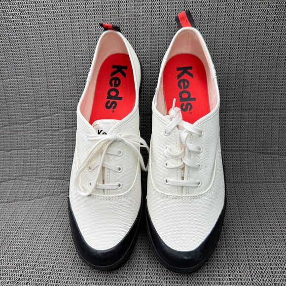 Keds Womens Size 10 White Champion Toe Cap Splash Canvas Lace-Up Sneakers - Picture 2 of 7